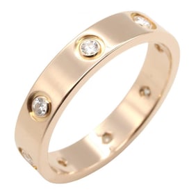 Cartier Mini Love Ring, 8PD, 18K Pink Gold with Diamonds, Women's, and Clear, B4050800