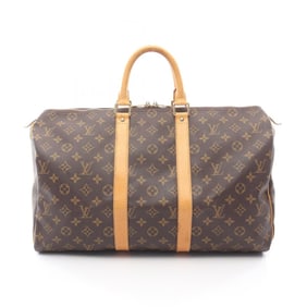 Louis Vuitton Keepall 45 Boston Bag, Coated Canvas and Leather, Monogram, Brown, Men's Women's,