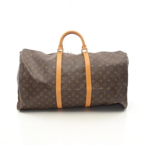 Louis Vuitton Keepall 60 Boston Bag, Coated Canvas and Leather, Monogram, Brown, Men's Women's,
