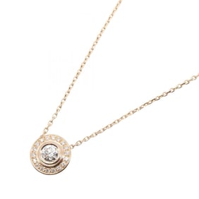 Cartier Amour necklace with paved diamonds, 18K pink gold, and diamonds. Available in gold clear.