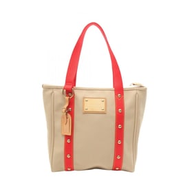 Louis Vuitton Cabas MM Tote Bag, Canvas and Leather, Antigua, Women's, Beige Red, M40035