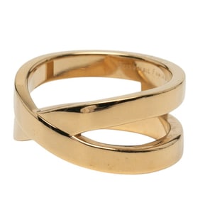 Hermes Ribbon Scarf Ring Gold Plated Women's HERMES