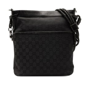 Gucci GG Canvas Shoulder Bag 109097 Black Leather Women's GUCCI