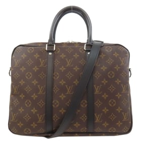 Louis Vuitton M52005 Porte-Document Voyage PM Business Bag Monogram Macassar Men's LOUIS VUITTON