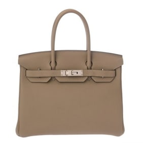 HERMES Birkin 30 Tourtiere Gray C Stamp (circa 2018) Women's Togo Handbag A Rank Pre-owned Ginzo