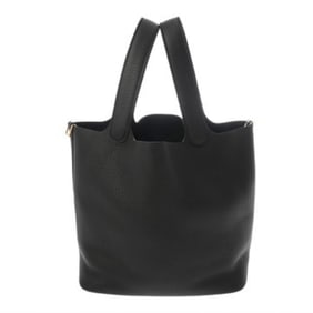 HERMES Picotin Lock MM Black with Gold Hardware, Double Stamp (circa 2024), Women's Taurillon