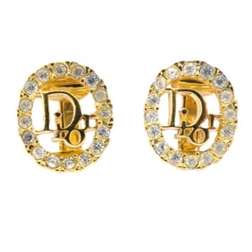 Christian Dior Oval Earrings with GP Plated Rhinestones in Gold for Women