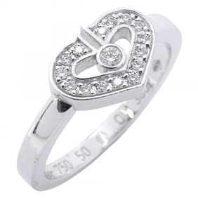 Cartier C Heart Ring, 18K White Gold with Diamonds, #50, Women's