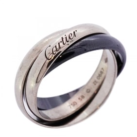 Cartier Trinity Ring, Classic Model, 18K White Gold, Black Ceramic, #58, Men's