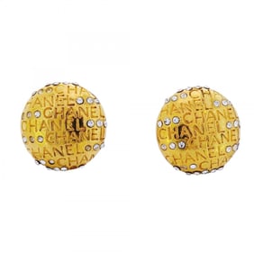 Chanel Circle Earrings with GP Plated Rhinestones in Gold for Women