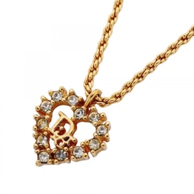 Christian Dior necklace with heart motif, gold plated rhinestones, for women.