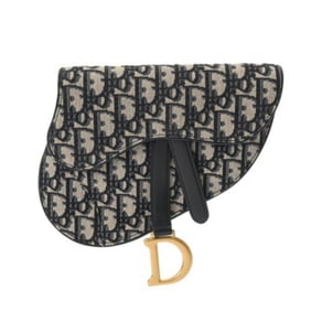 CHRISTIAN DIOR Oblique Saddle Beige Navy Men's/Women's Canvas and Leather Waist Bag AB Rank