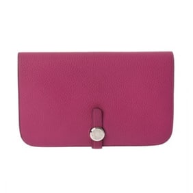 HERMES Dogon GM Rose Purple C Stamp (circa 2018) Men's/Women's Togo Long Wallet, AB Rank, Pre-owned,