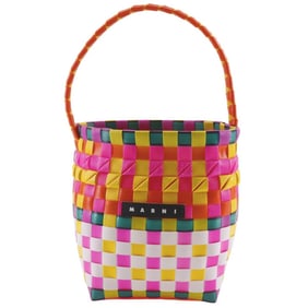 MARNI Pod Woven Bucket Handbag with One Handle, M00332 M00IW, Polypropylene, Orange/Multicolor,