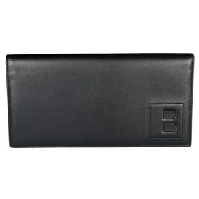 Bally B logo billfold in black calf leather with an open for men