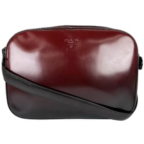 Prada Gradation Shoulder Bag, Leather, Bordeaux, Zipper, Women's