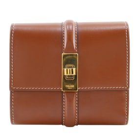 Celine Small Trifold Wallet, Size 16 (Ceze) x Satined Calfskin, Made in Italy, Snap Button, Women's