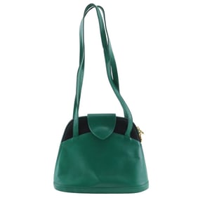 Bally Women's Two-Tone Calfskin Green/Black Long Shoulder Tote Bag, A5 Size, Double Zipper