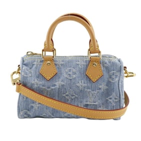 Louis Vuitton Nano Speedy Handbag, 2-Way Shoulder Bag, M11212, Monogram Denim, Sky Blue, Zipper,