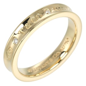 Tiffany & Co. 1837 ring, size 15, 18K Yellow Gold with two diamonds, approximately 6.35g.