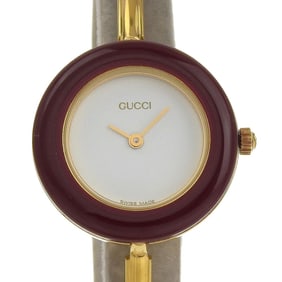 Gucci Women's Gold-Plated Quartz Watch with Change Bezel, Analog Display, White Dial