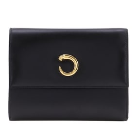 Cartier Panthere bifold wallet in black calfskin with snap closure for women