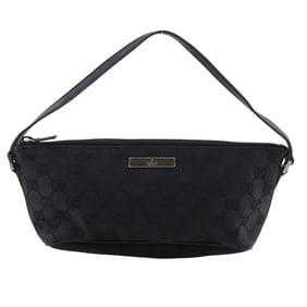 Gucci Accessory Pouch Handbag 07198 GG Canvas Black Zipper for Women