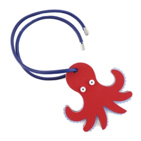 LOEWE Paula Zuibiza Octopus Bag Charm, Made in Spain, Urethane and Leather, Red/Blue, Women's