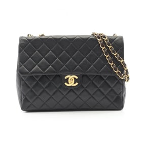 CHANEL Deca Matelasse 30 Single Flap Shoulder Bag in Lambskin Leather, Black