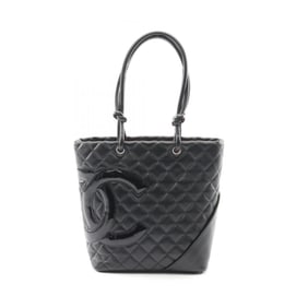 CHANEL Cambon Medium Tote Bag in Patent Leather, Black