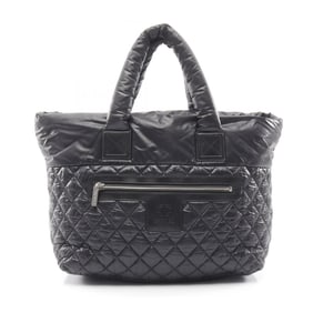 CHANEL Coco Cocoon MM Tote Bag, Nylon and Leather, Women's, Black
