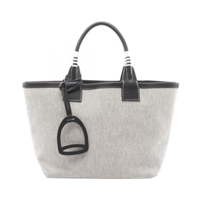 Hermes Hermès Steeple 25 Tote Bag in Toile H, Swift Leather, Women's, Gray and Black, 083611CK