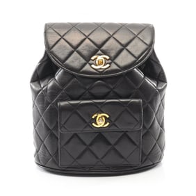 CHANEL Matelasse Backpack Bag in Lambskin Leather, Women's, Black