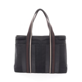 Hermes Hermès Troca Horizontal MM Tote Bag, Canvas and Leather, Women's, Black, Brown, Beige