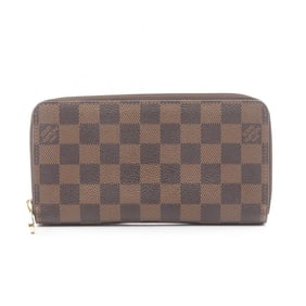 Louis Vuitton Zippy Wallet, Damier Ebene Leather, Round Long Men's and Women's, Brown, N60015