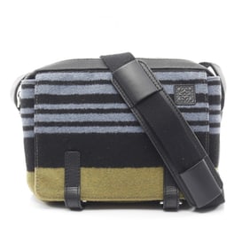 LOEWE Military Messenger Bag XS Shoulder Wool Leather Men's Black Blue Green