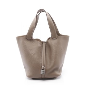 Hermes Hermès Picotin Lock MM Etoupe Handbag, Trillion Clemence Leather, Women's, Beige