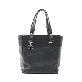 CHANEL Paris-Biarritz PM Tote Bag, Coated Canvas and Leather, Women's, Black