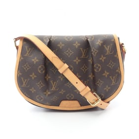 Louis Vuitton Menilmontant PM Monogram Shoulder Bag in Coated Canvas and Leather, Brown, M40474