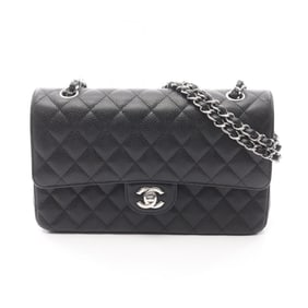 CHANEL Matelasse Double Flap Shoulder Bag in Caviar (Grained Calfskin) for Women, Black