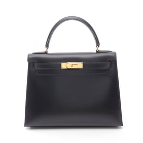 Hermes Hermès Kelly 28 handbag in calfskin box calf leather, black.