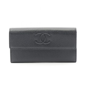 CHANEL Coco Mark Bifold Long Wallet in Caviar (Grained Calfskin) for Women, Black