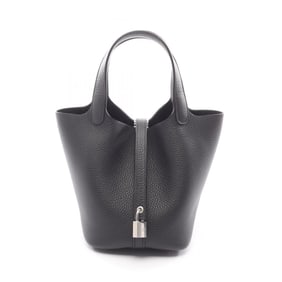 Hermes Hermès Picotin Lock PM Handbag, Taurillon Clemence Leather, Women's, Black