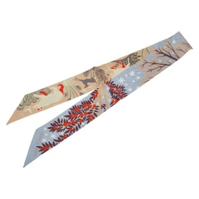 Hermès Twilly LE CHARME D ORPHEE BA Scarf, Enticed by the Charm of Orpheus, Blue Multicolor Silk,
