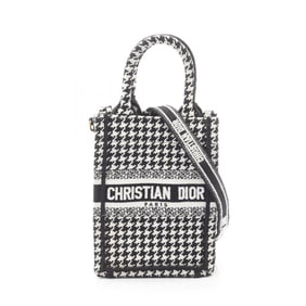 Christian Dior Dior BOOK TOTE Vertical Bag, Mini Phone Handbag, Canvas, Women's, Black and White
