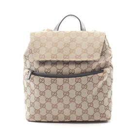 Gucci GG Canvas Backpack, and Leather, Women's, Beige Brown, 003 0242