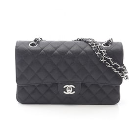 CHANEL Matelasse Double Flap Shoulder Bag in Caviar (Grained Calfskin) for Women, Black