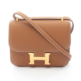 Hermes Hermès Constance 3 Mini Miroir Etoupe Gold Shoulder Bag, Epsom Leather, Women's, Brown,