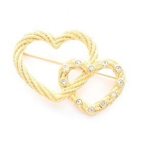 Christian Dior Dior Brooch Accessory GP (Gold Plated) with Rhinestones, Women's, Gold and Clear