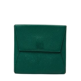 Hermès Bastia Wallet/Coin Case Green Epsom Leather Women's HERMES